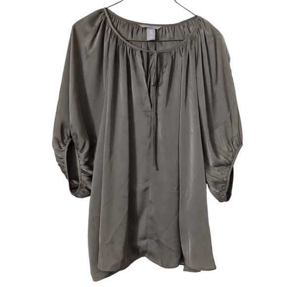 H&M Tops Womens Hm Loose Fit Tie Front Blouse Green Size Xl Poshmark